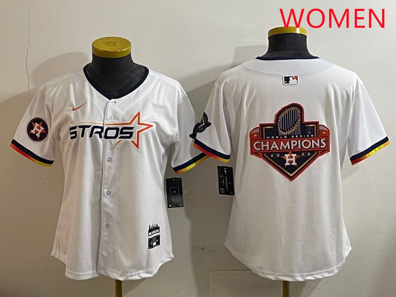 Women Houston Astros Blank White three generations Joint Name Nike 2025 MLB Jersey style 23
